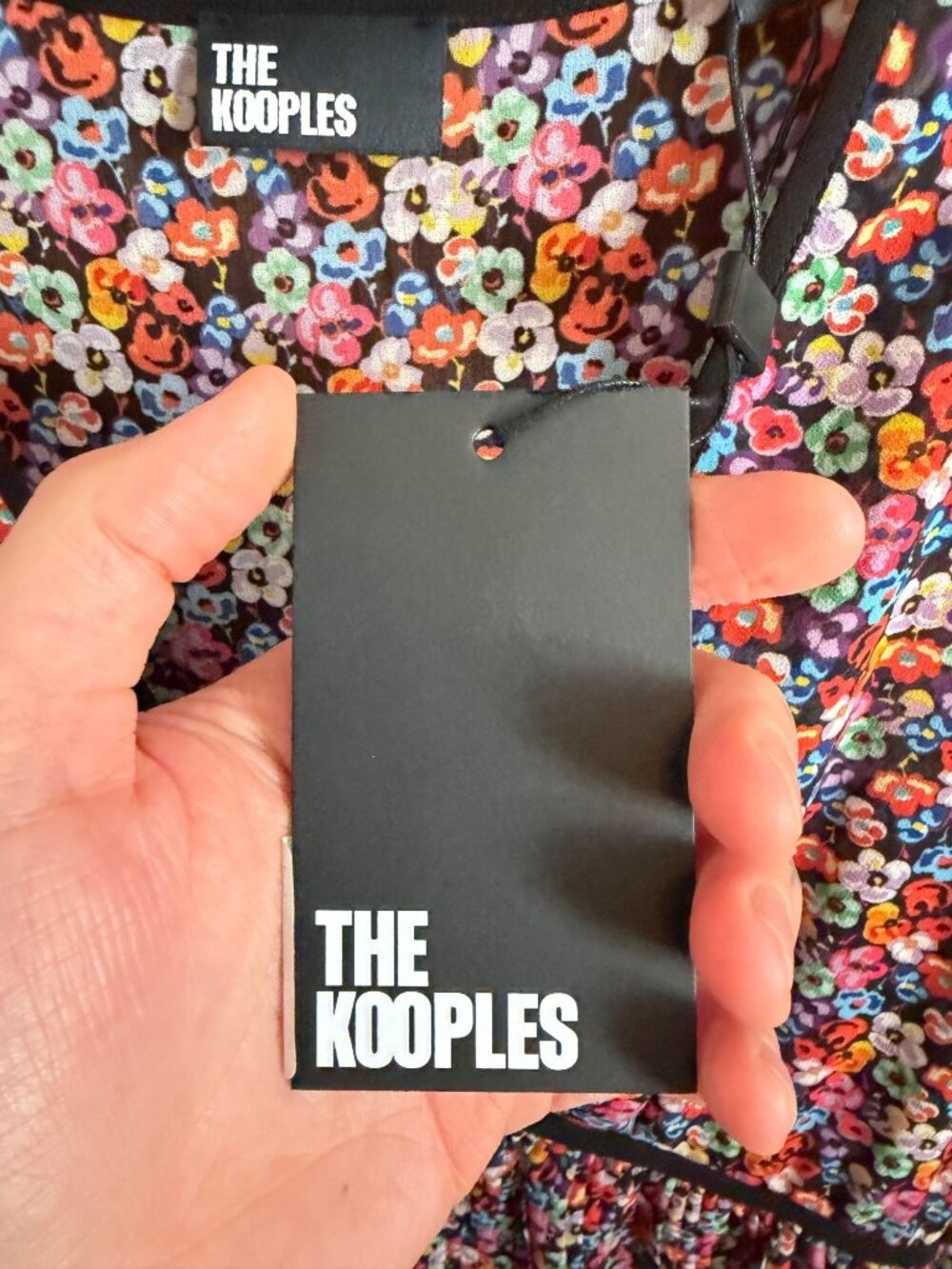The Kooples Floral Long-Sleeve V-Neck Mini Dress Black Multicolor Size 1 - Picture 5 of 8